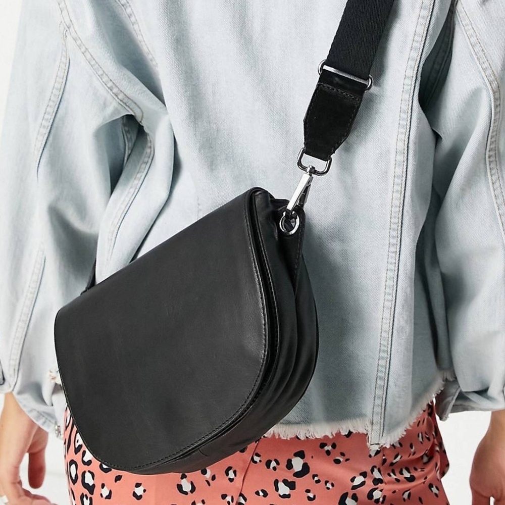Urbancode Leather Crossbody Saddle Bag Gem